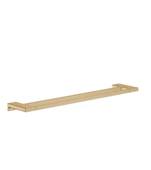 Hansgrohe Badetuchhalter in gedecktem Gold, mit geraden Linien und zwei Halterungen zur Befestigung, geeignet für die Montage an der Wand.